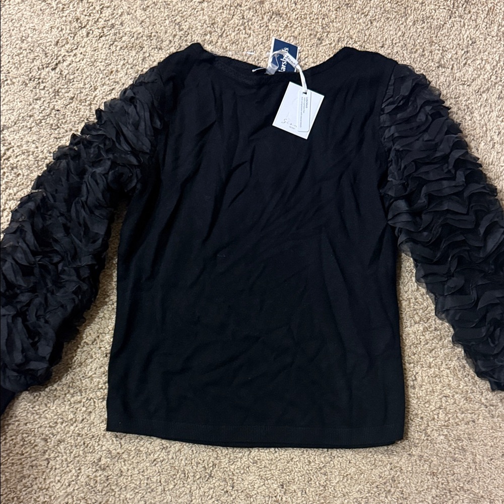 Milano Black Ruffle Sleeve Blouse